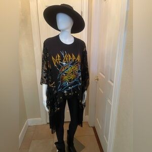 One of a kind custom Def Leopard poncho top